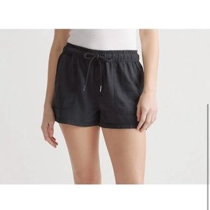 Quince Vintage Wash Tencel Utility Shorts Black sz XL Elastic Waist NWT